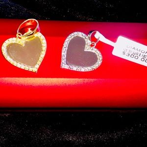 REAL Diamond heart pendant memory charm not CZ Best Christmas Gift White Gold!